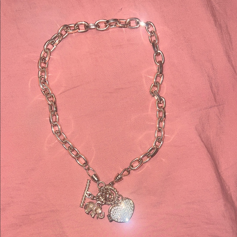rose Gold Heart‎ Charm Chain Necklace - Women Jewelry